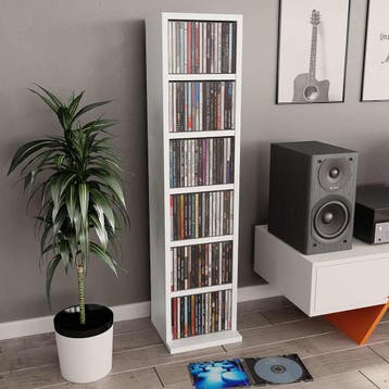 vidaXL Cd-kast 21x20x88 cm bewerkt hout wit, Verzenden, Nieuw