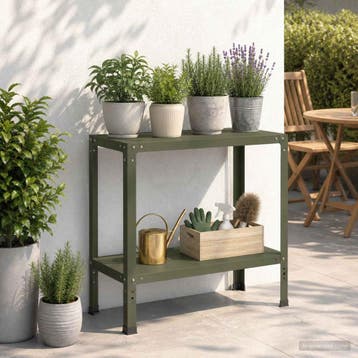 vidaXL Planttafel 100 x 40 x 80 cm Gepoedercoat staal, Tuin en Terras, Hand-tuingereedschap, Verzenden, Nieuw