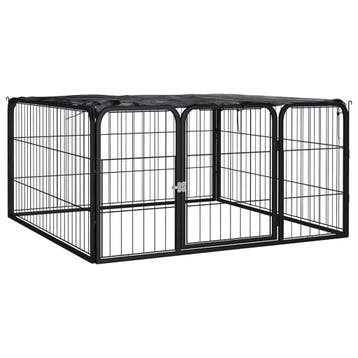vidaXL Hondenkennel 4 panelen 100x50 cm gepoedercoat staal, Dieren en Toebehoren, Verzenden, Nieuw