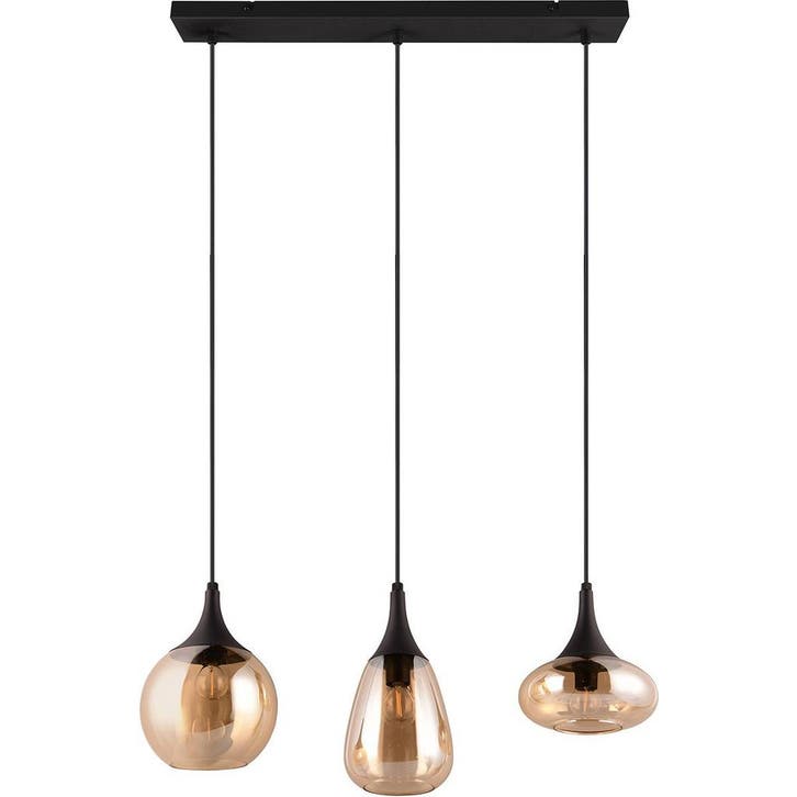 Moderne Mat Zwarte Metalen LED Hanglamp - 3-lichts E14 LED L, Maison & Meubles, Lampes | Suspensions, Envoi