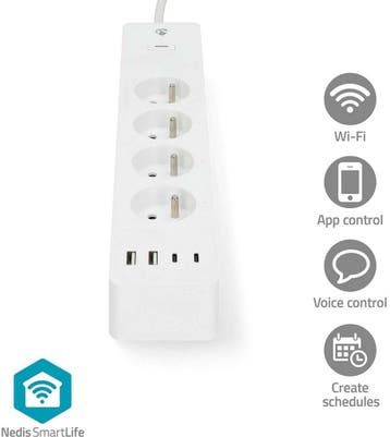 Stekkerdoos met USB - Verlengsnoer - Verlengkabel - 2M - Wit, Verzenden, Nieuw