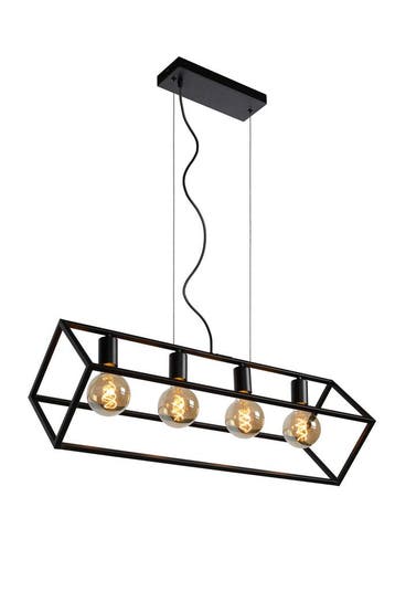 Hanglamp Lucide FABIAN -  - 4xE27 - Zwart, Verzenden, Nieuw
