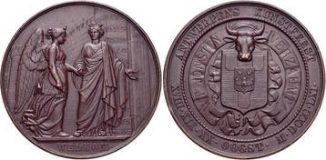 Bronze-medaille 1861 medaille von Leopold Wiener Antwerpe..., Verzenden