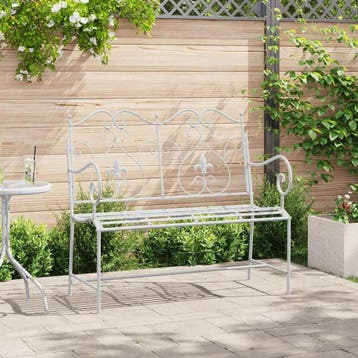vidaXL Tuinbank 2 -Seater 104 x 54 x 93 cm Staal Antiek wit, Tuin en Terras, Verzenden, Nieuw