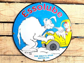 Essolube "The Only 5-Star Motor Oil" - vintage emaille bord, Verzamelen, Verzenden, Nieuw