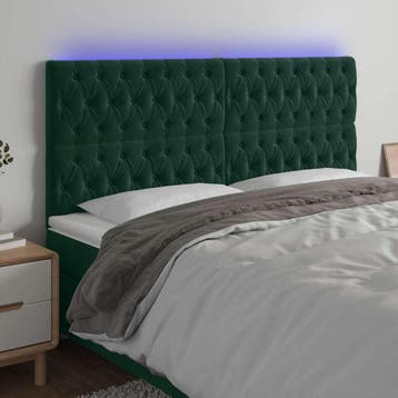 vidaXL Hoofdbord LED 200x7x118/128 cm fluweel donkergroen, Verzenden, Nieuw