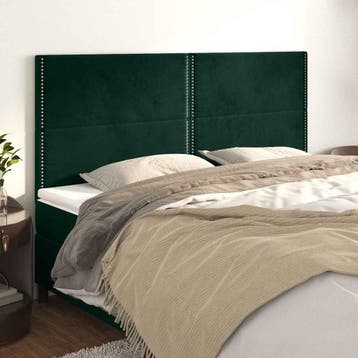 vidaXL Hoofdbord donkergroen 200x5x118/128 cm fluweel, Verzenden, Nieuw