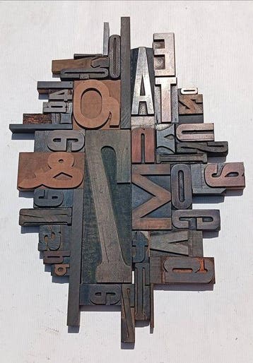 Drukblokken - XXL-samenstelling van oude typografische