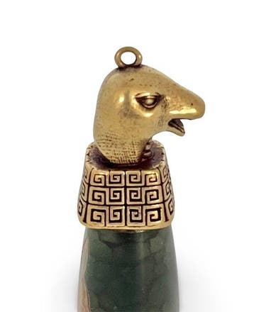 Amulette tibétaine avec une magnifique perle DZI de KwanYin,