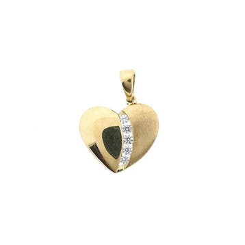 Hart hanger met zirconia; 9 karaat (Hanger of bedel), Handtassen en Accessoires, Ophalen of Verzenden, Gebruikt, Goud, Overige merken