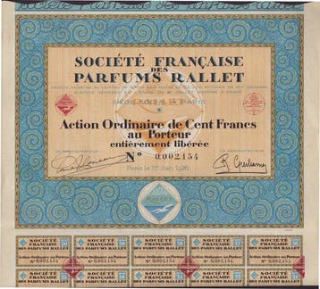 Frankrijk. 5 x Parfum aandeel 1922 - 1929 (Zonder