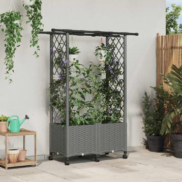 vidaXL Verhoogd Bed met Trellis en Dak Lichtgrijs 124,5 x 40, Verzenden