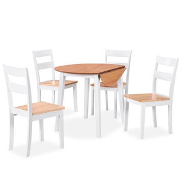 vidaXL Eetkamerset MDF en rubberwood wit 5-delig, Huis en Inrichting, Complete eetkamers, Verzenden, Nieuw