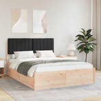 vidaXL Bedframe met Gevoerde Hoofdbord Zwart 140 x 200 cm, Verzenden, Nieuw