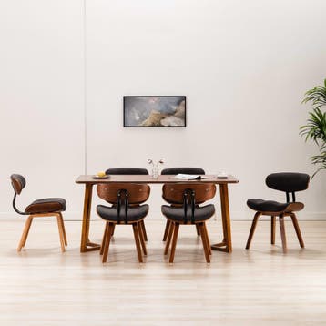 vidaXL Eetkamerstoelen 6 st gebogen hout en stof grijs, Verzenden, Nieuw