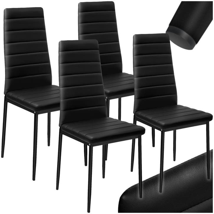 Eetkamerstoelen, kunstleer - zwart, Set van 4, Huis en Inrichting, Stoelen, Verzenden