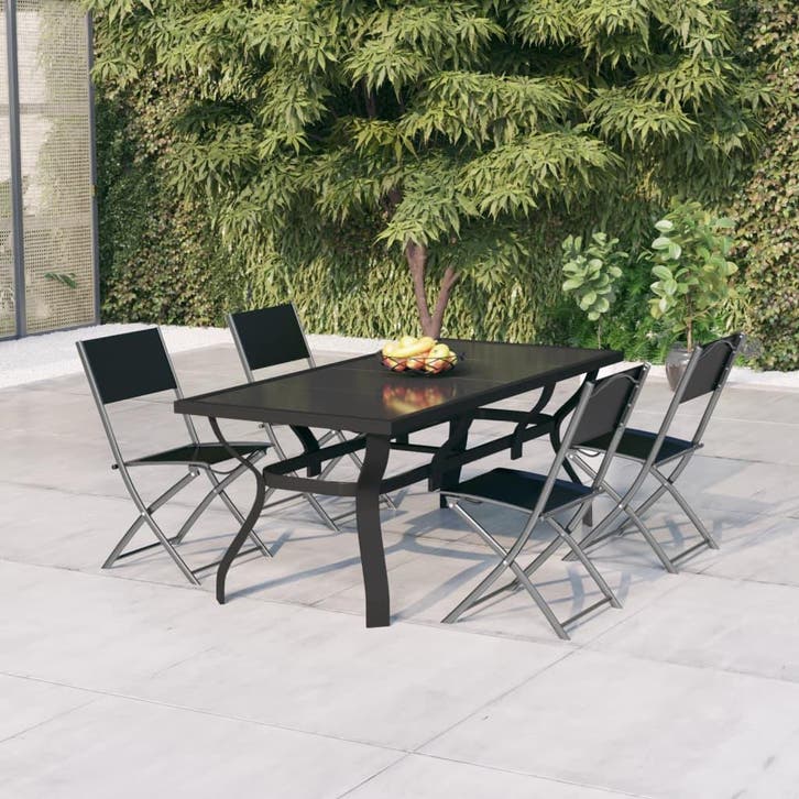 vidaXL 5-delige Tuinset grijs en zwart, Tuin en Terras, Tuinsets en Loungesets, Tuinset, Nieuw, Verzenden