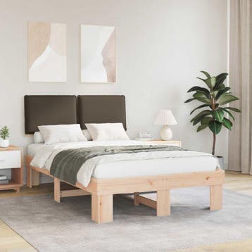 vidaXL Bedframe met Gevoerde Hoofdbord Taupe 120 x 200 cm, Verzenden, Nieuw