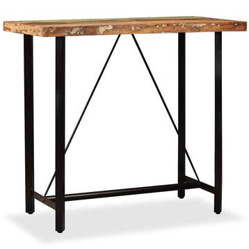 vidaXL Barset massief gerecycled hout en echt leer 5-delig, Verzenden, Nieuw