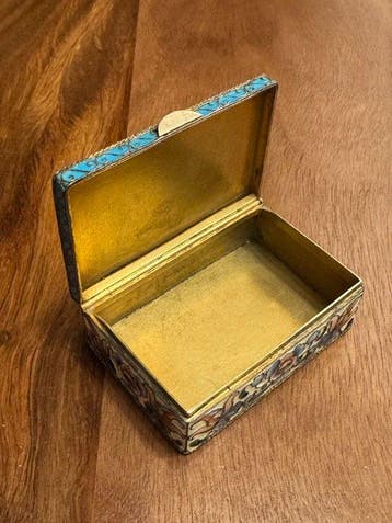 - Doos - Zilver, Emaille - emaille doos Russisch