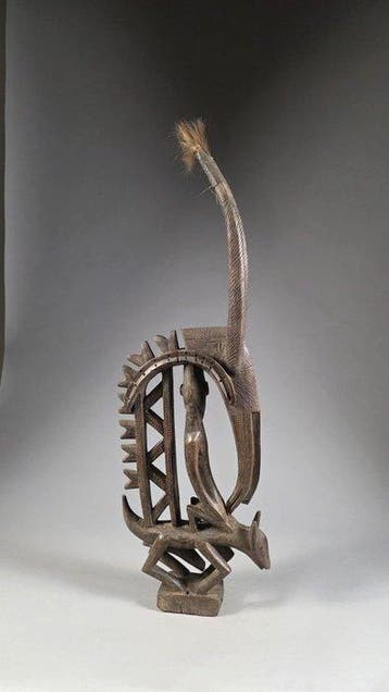 Houten masker met cimier - Tiwara - Mali (Zonder
