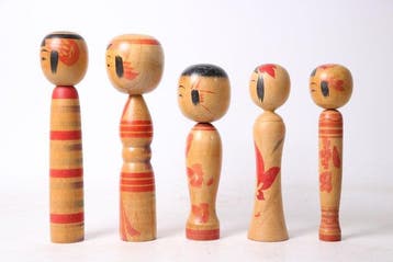 Zao-kei Kokeshi Craftsmen - Poupée Set of 5 Zao-kei Kokeshi