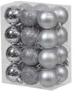 Kerstballen kunststof onbreekbaar Zilver combi 4 cm 24 stuks, Nieuw
