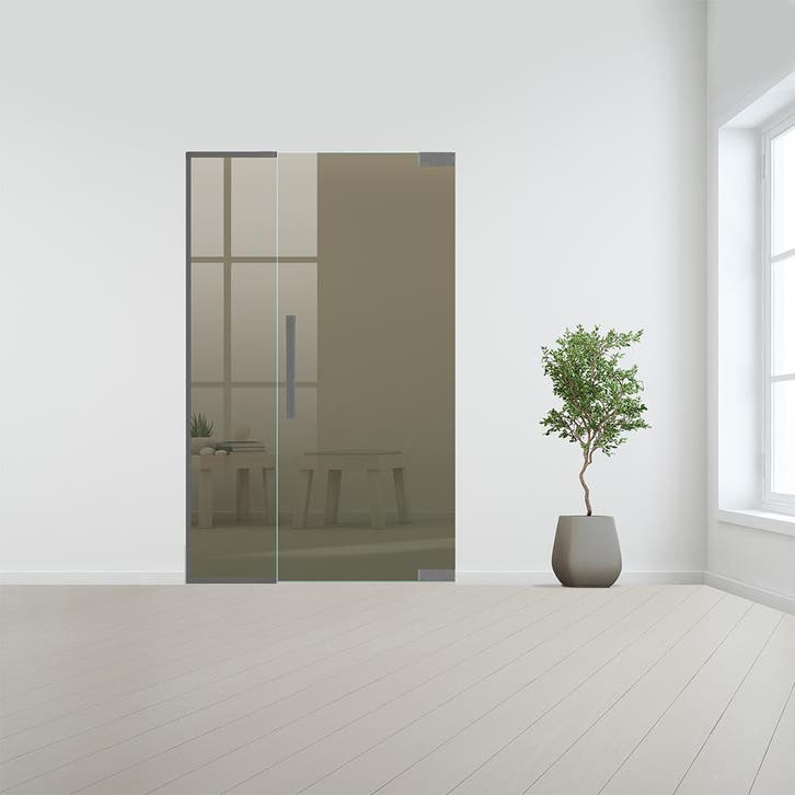 Glazen binnendeur met zijlicht zonder kozijn RVS beslag-Rech, Doe-het-zelf en Bouw, Glas en Ramen, Nieuw, Verzenden