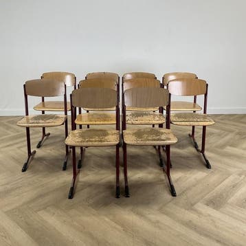 Eromes set van 10 schoolstoelen zithoogte 45 cm (blauwe, Huis en Inrichting, Gebruikt, Rood, Hout, Eén