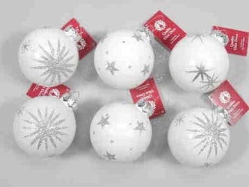 Kerstballen glas Artic White 12 stuks, Nieuw