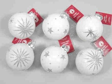 Kerstballen glas Artic White 12 stuks, Huis en Inrichting, Woonaccessoires | Kunstplanten en Kunstbloemen, Nieuw