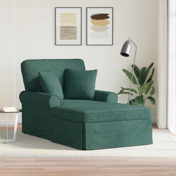 vidaXL Chaise Lounge met Rok 3 st Donkergroen Stof 91 x 157, Verzenden