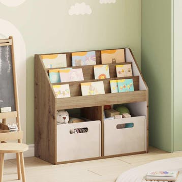 vidaXL Kinderboekenplank met opslag Artisan Eiken 72,5 x, Huis en Inrichting, Woonaccessoires | Krantenbakken en Lectuurbakken