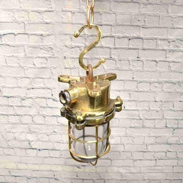 Wandlamp - Messing, Glas - Industrieel kooi-lamp