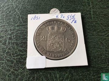 Nederland 2½ gulden 1851 (type 1), Postzegels en Munten, Munten | Nederland, Verzenden, Overige waardes, Losse munt, Goud