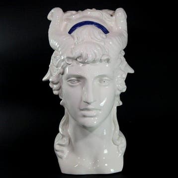 sculptuur, TESTA DI UOMO E BUCRANIO - 48 cm - Keramiek