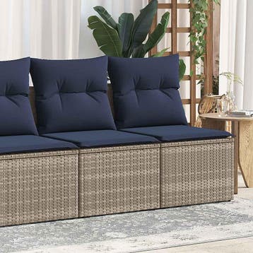 vidaXL 2-delige Loungeset met kussens poly rattan acacia, Verzenden, Nieuw, Loungeset