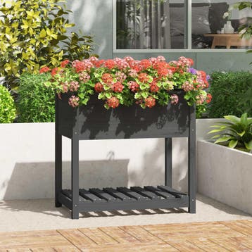 vidaXL Plantenbak met schap 82,5x54x81 cm massief grenenhout, Verzenden