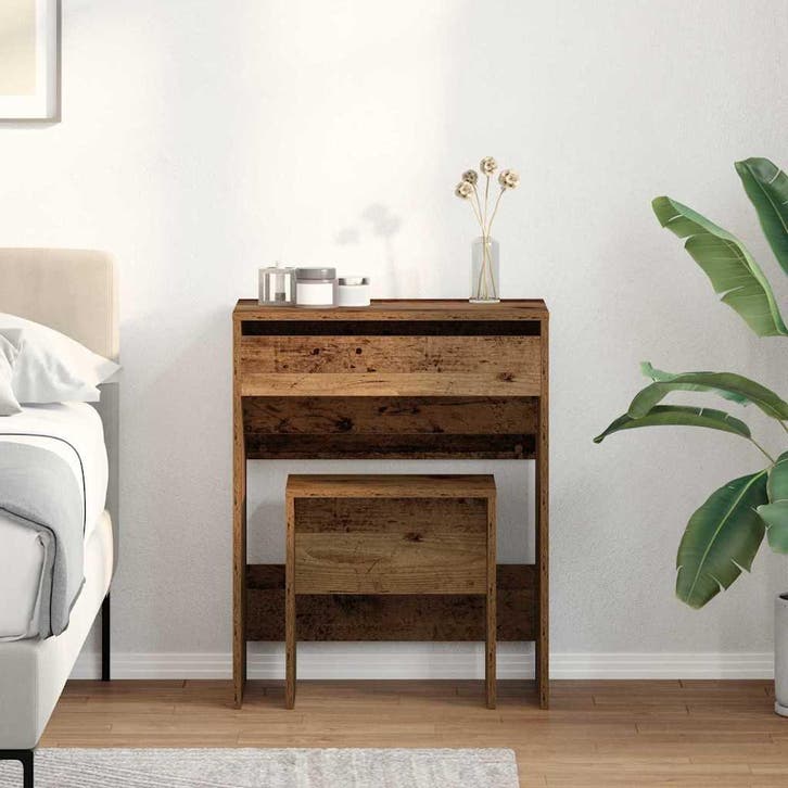 vidaXL Kaptafel 2 st Oud Hout 60 x 40 x 75 cm Bewerkt hout, Maison & Meubles, Tables | Coiffeuses, Envoi