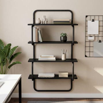 vidaXL 4-laags Wandplank Zwart eiken 60 x 24,5 x 104 cm, Verzenden