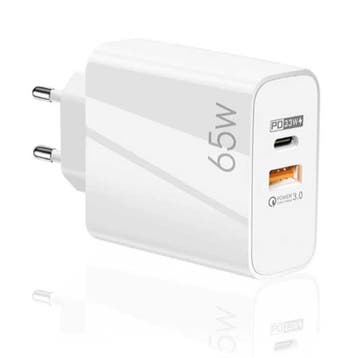 65W GaN Stekkerlader - Dual Port PD / Quick Charge 3.0 -, Verzenden, Nieuw