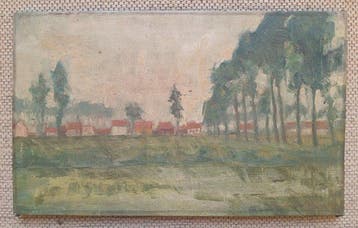 Belgische school (XX) - Landschap met huizen - omgeving