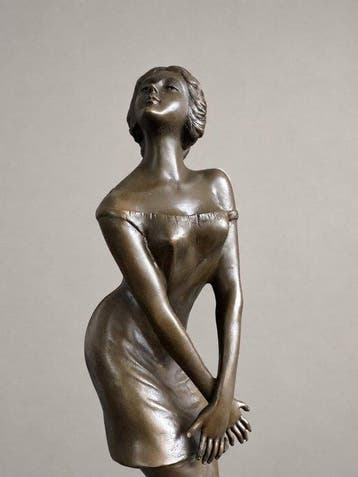 sculptuur, Art-decostijl bronzen sculptuur van elegante dame