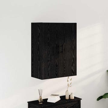vidaXL Wandkast Zwart Eiken 69,5 x 34 x 90 cm Bewerkt hout, Huis en Inrichting, Kasten | Dressoirs, Verzenden, Nieuw