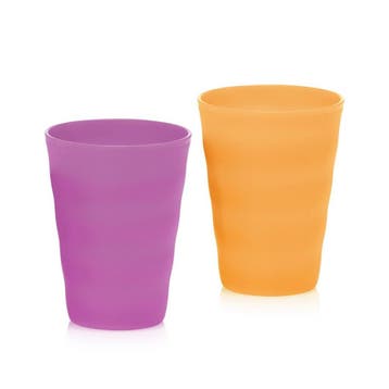 Tupperware Kunststof Bekers (2) OranjePaars, Huis en Inrichting, Verzenden, Nieuw
