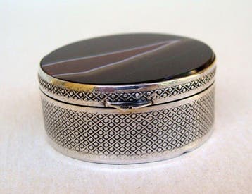 French Silver & Banded Agate - Doos - Charançon Import Mark,