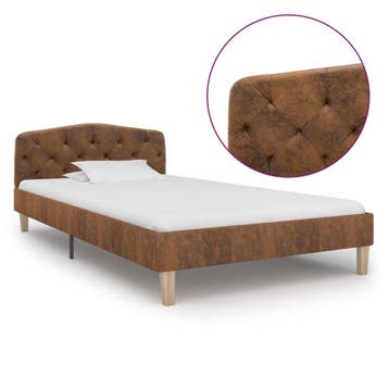 vidaXL Bedframe kunstsuède bruin 90x200 cm, Verzenden, Nieuw