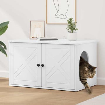 vidaXL Kattenhuis Wit 85 x 55 x 50,5 cm Bewerkt hout, Verzenden