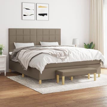vidaXL Boxspring met matras stof taupe 180x200 cm, Verzenden