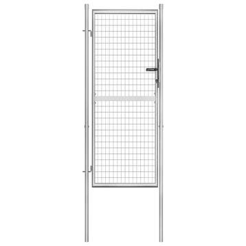 vidaXL Tuinpoort gegalvaniseerd staal 105x200 cm zilver, Verzenden, Nieuw